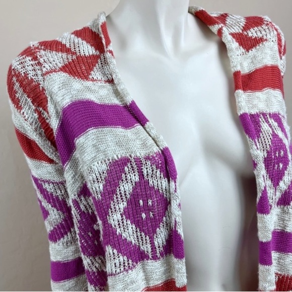 American Rag‎ Cie Aztec Print Open Fringed Cardigan - Picture 4 of 6